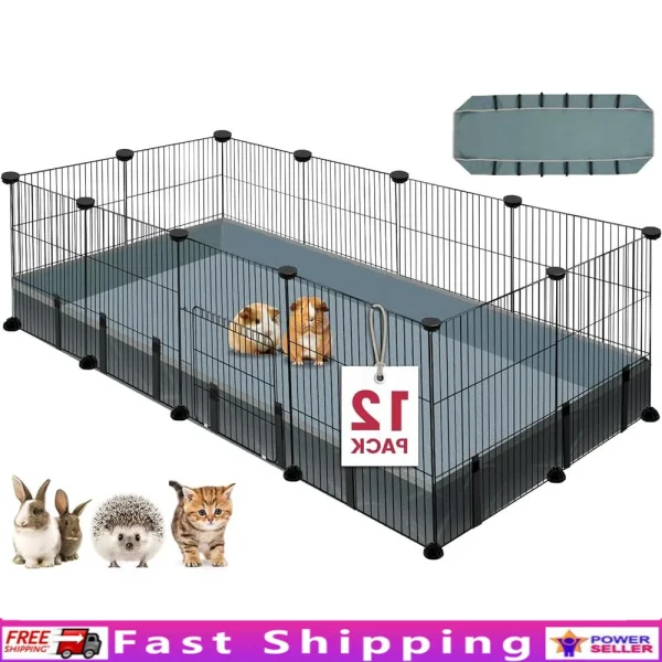 Durable 12 Panel Small Animal Playpen, Waterproof Mat, Indoor/Outdoor