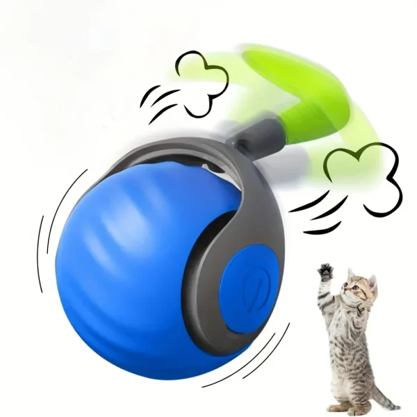 Interactive Cat Ball Toy with Feather, Smart Cat Toys ,USB Rechargeable