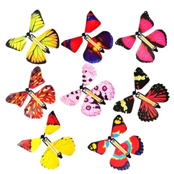 5Pcs Elastic Band Powered Wind Up Flying Butterfly